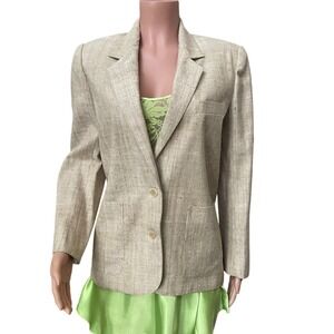 Royalsilk Blazer,‎ SZ 8, straw color, lined button front pockets, classic, NWT